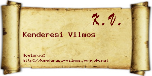 Kenderesi Vilmos névjegykártya
