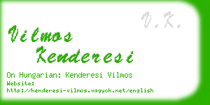 vilmos kenderesi business card